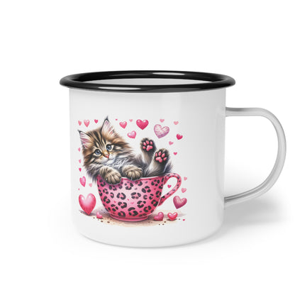 You Won My Heart Kitten Love Enamel Camp Cup