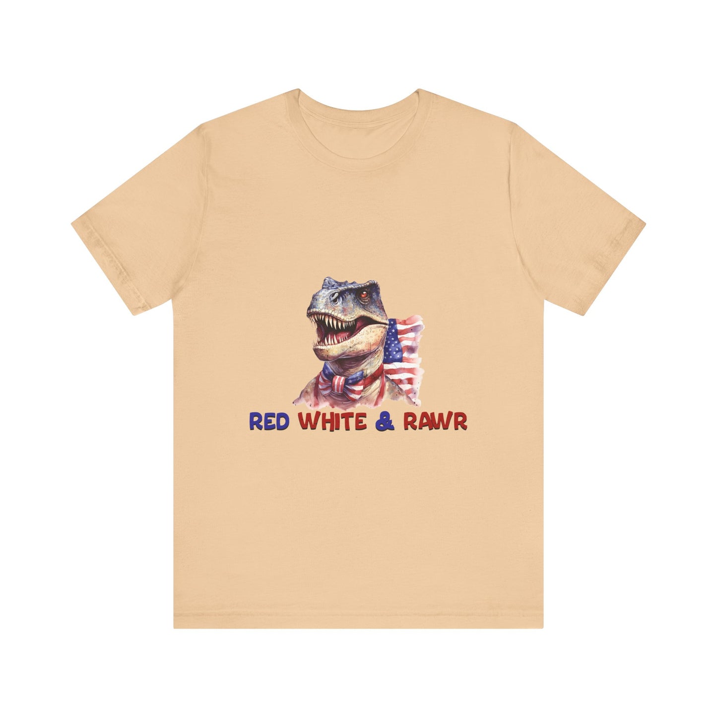 Red White and Rawr Dinosaur Streetwear Unisex Short Sleeve Tee