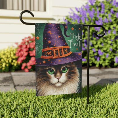 Long Hair Kitty Cat Ready For Treats Halloween Garden & House Banner