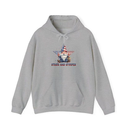 Patriotic Stars & Stripes Friendly Gnome Unisex Hooded Sweatshirt