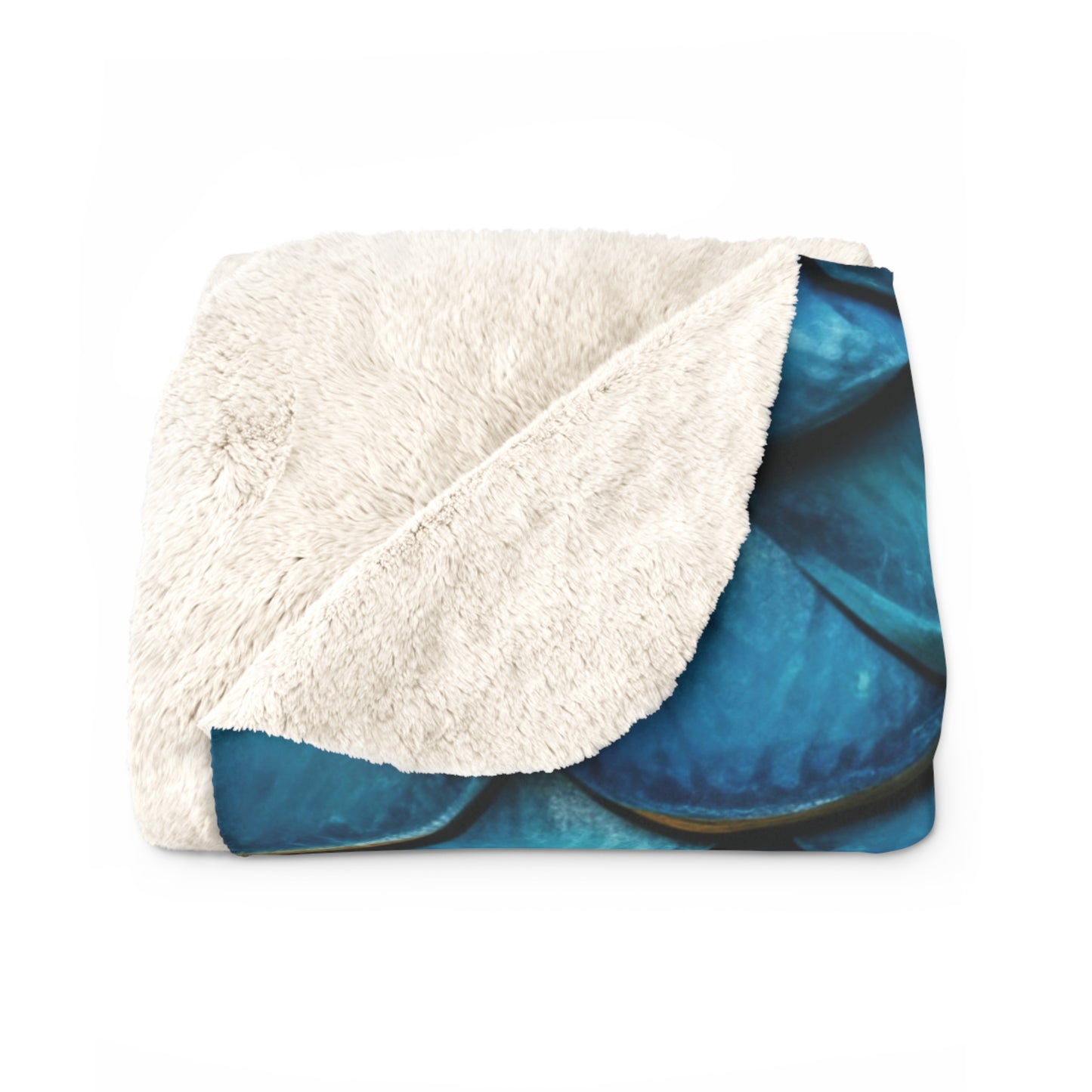 Dragon Scales Shades of Blue Sherpa Fleece Blanket Throw