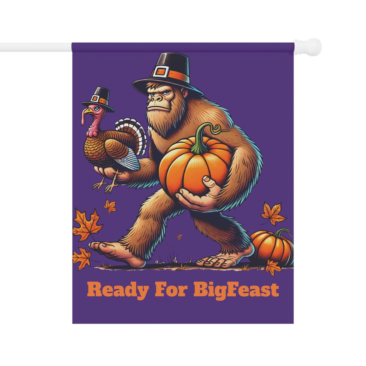 Bigfoot Bigfeast Thanksgiving House Banner Flag