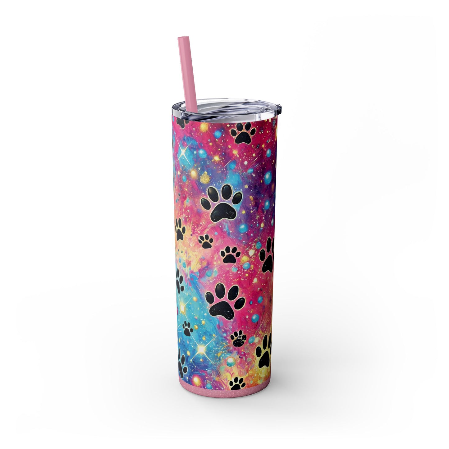 Animal Lover Paw Prints Theme Skinny Tumbler with Straw, 20oz