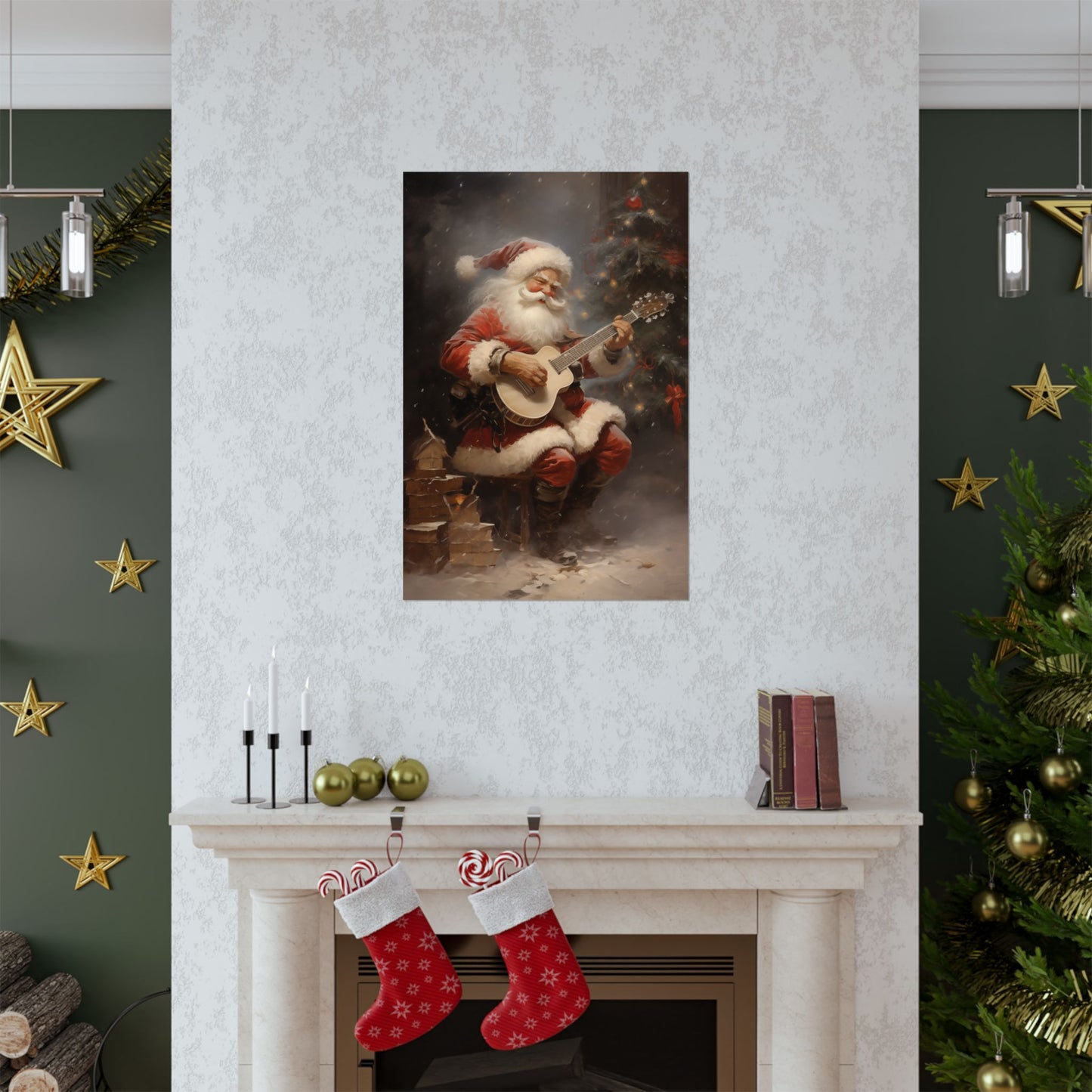 Santa Serenades Christmas Poster Wall Art in 3 Sizes