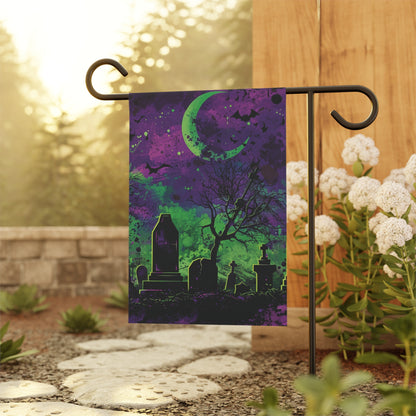 Spooky Surrealism Graveyard At Night Halloween Garden & House Banner