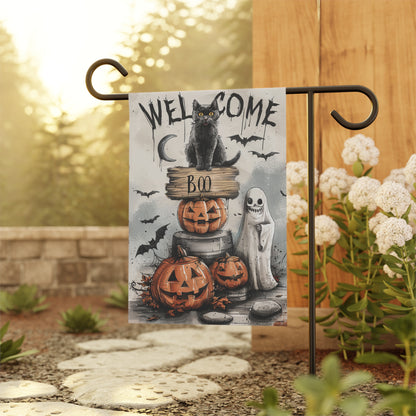 Black Cat & Ghost Halloween Garden & House Banner