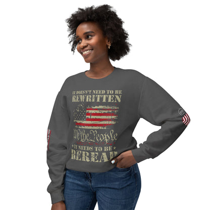 We The People Two-Sided Plus Sleeve Prints Unisex Lightweight Crewneck Sweatshirt