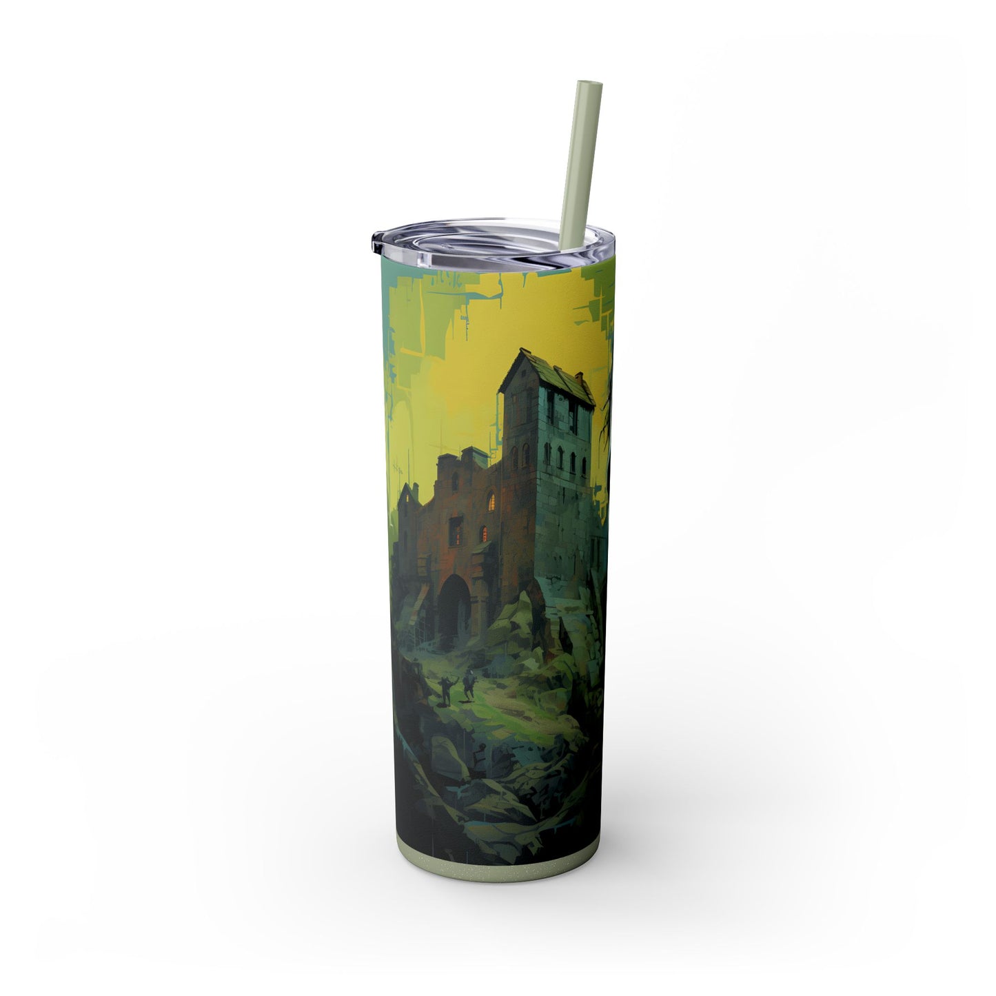 Frankenstein Halloween Skinny Tumbler with Straw, 20oz