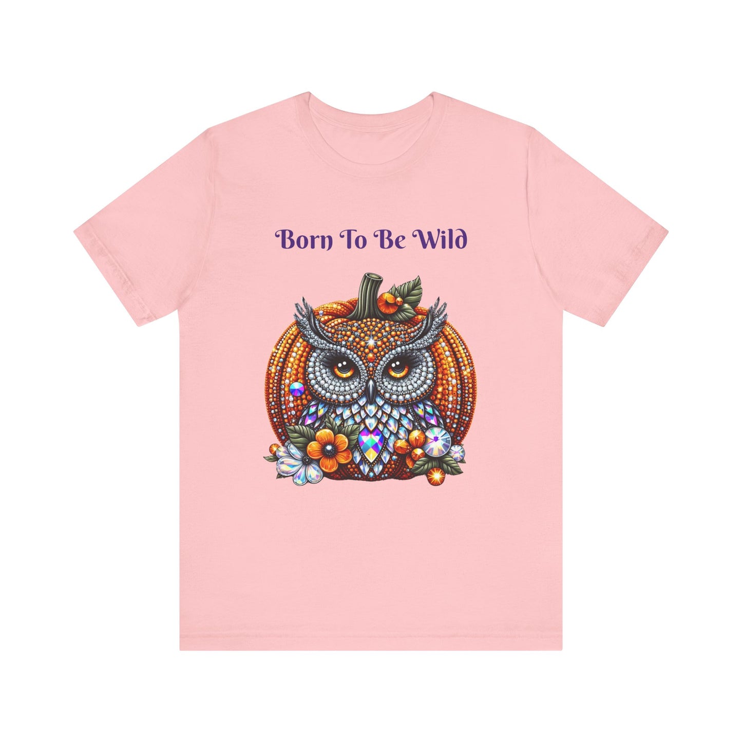 Born To Be Wild Disco Ball Pumpkin & Owl Halloween Unisex Short Sleeve Tee