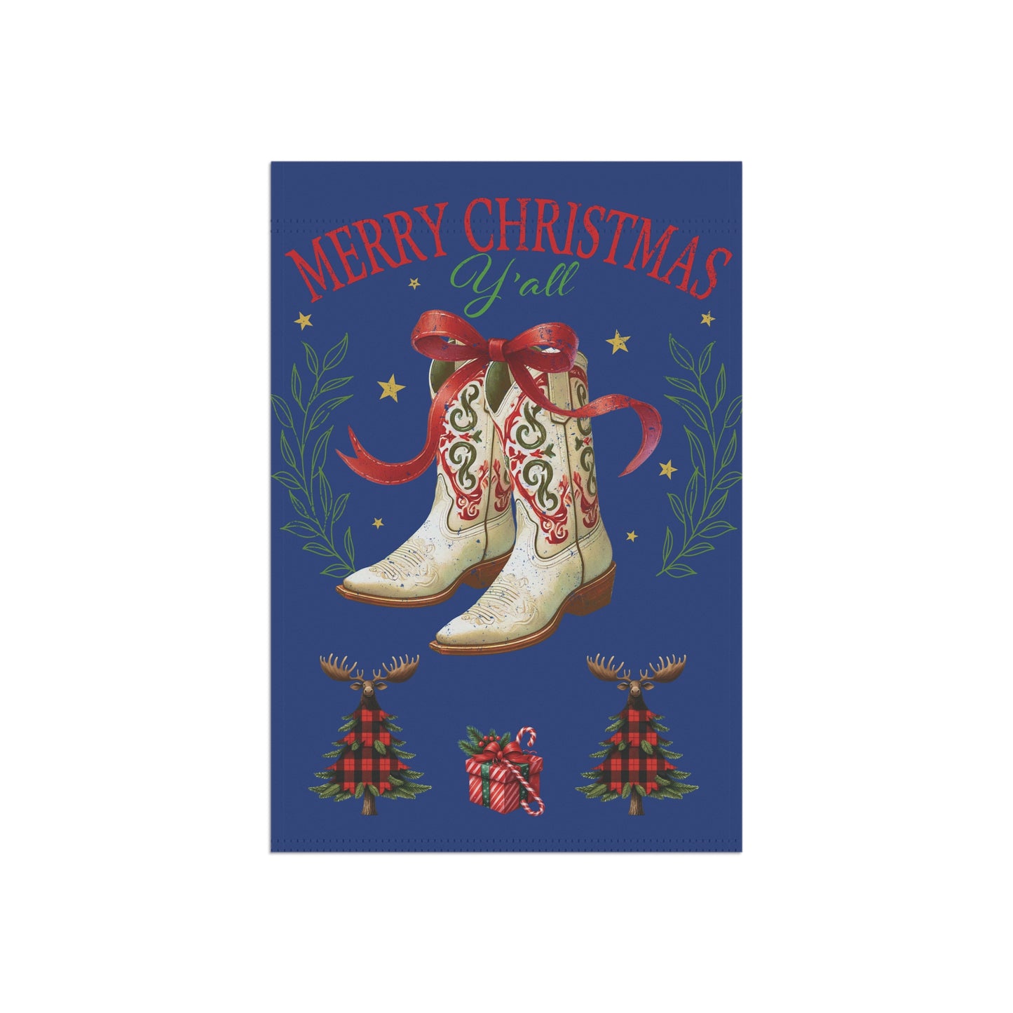 Western Merry Christmas Cowgirl Boots Outdoor Banner Flag