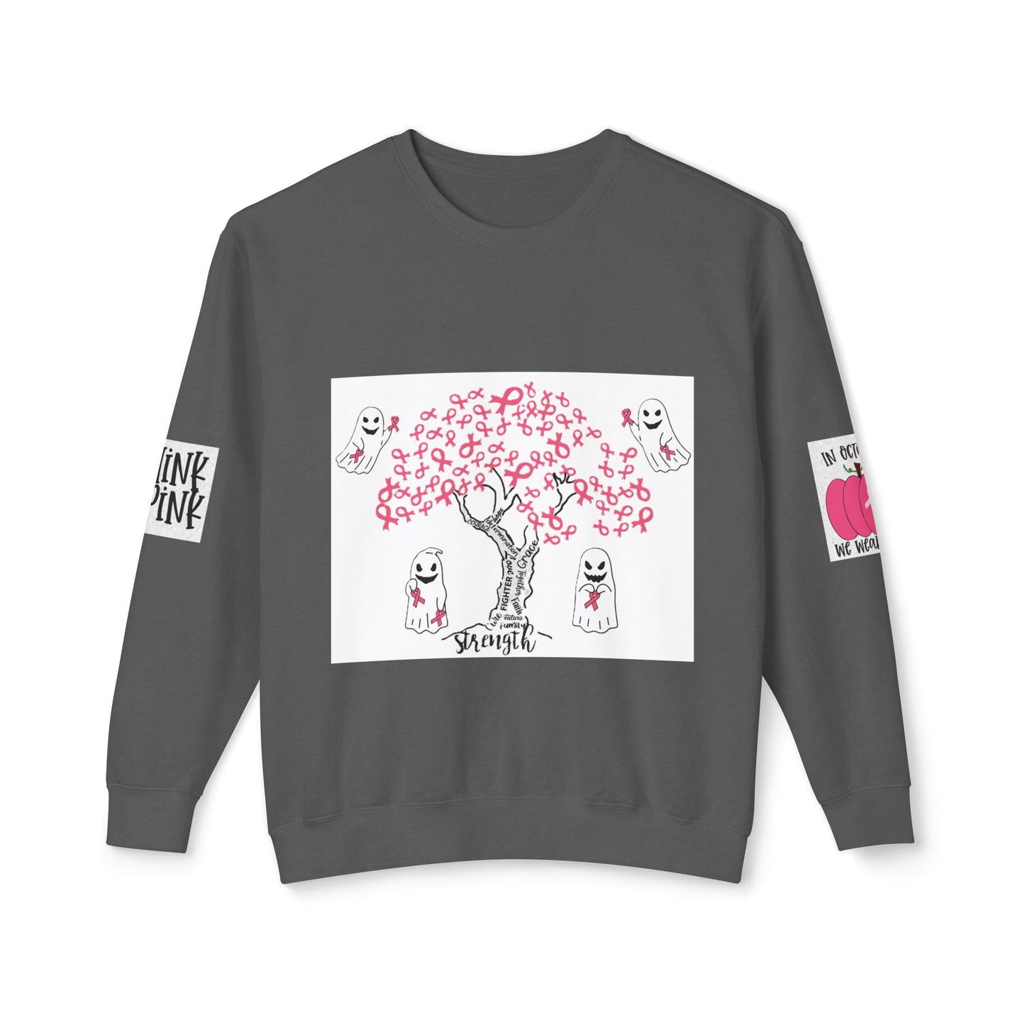 Tree of Pink Ribbons Breast Cancer Awareness Lightweight Crewneck Sweatshirt