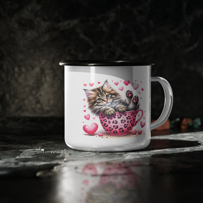 You Won My Heart Kitten Love Enamel Camp Cup