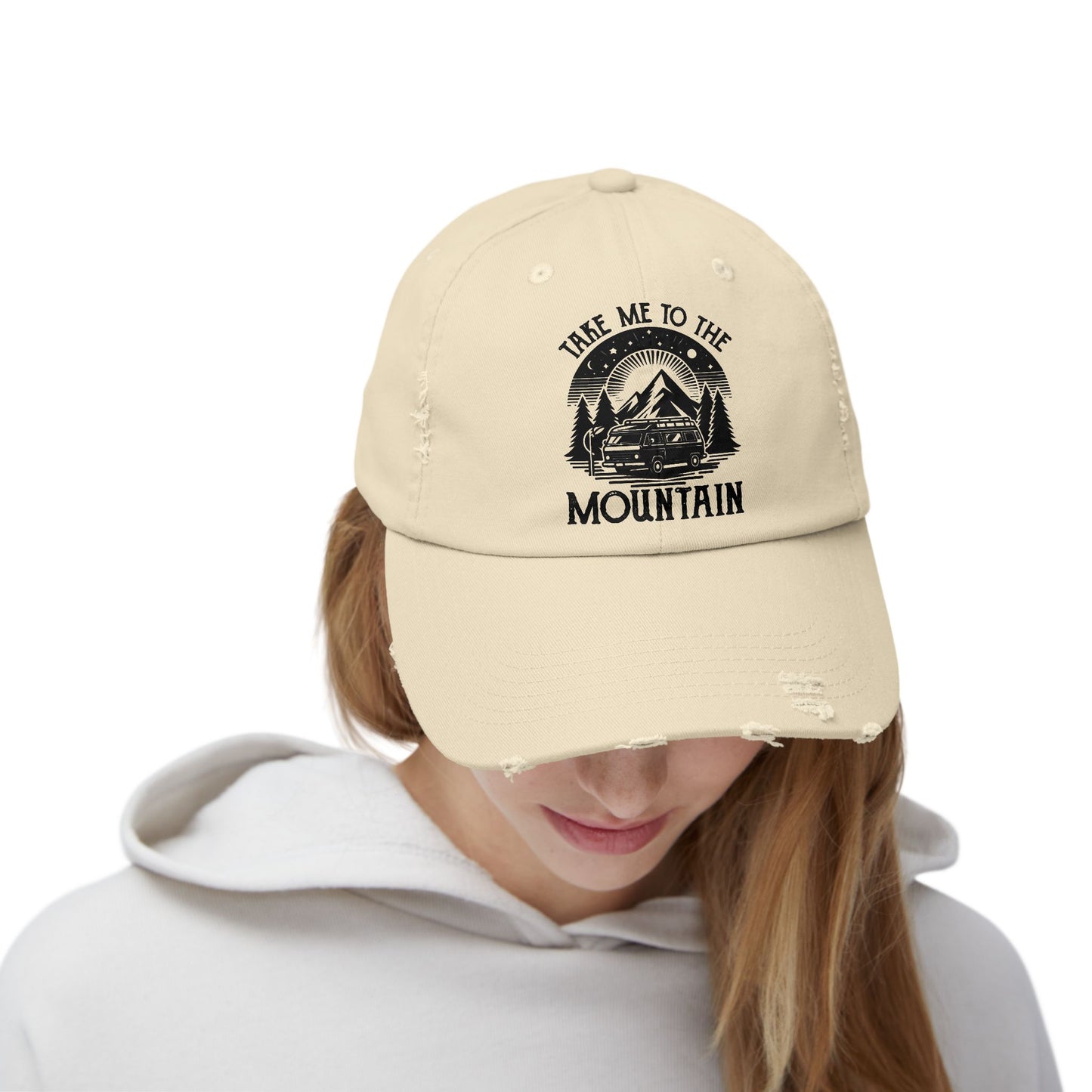 Take Me To The Mountain Unisex Distressed Cap