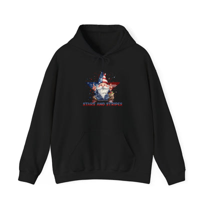 Patriotic Stars & Stripes Friendly Gnome Unisex Hooded Sweatshirt