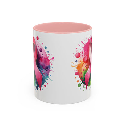 Vibrant Pink Ribbon Coffee or Tea Mug (11 or 15 oz)