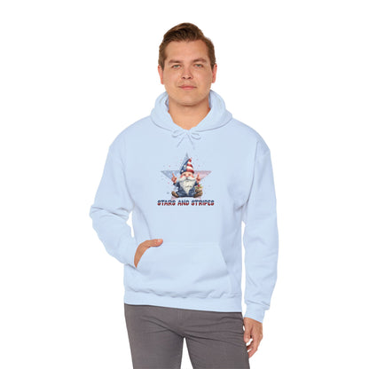 Patriotic Stars & Stripes Friendly Gnome Unisex Hooded Sweatshirt