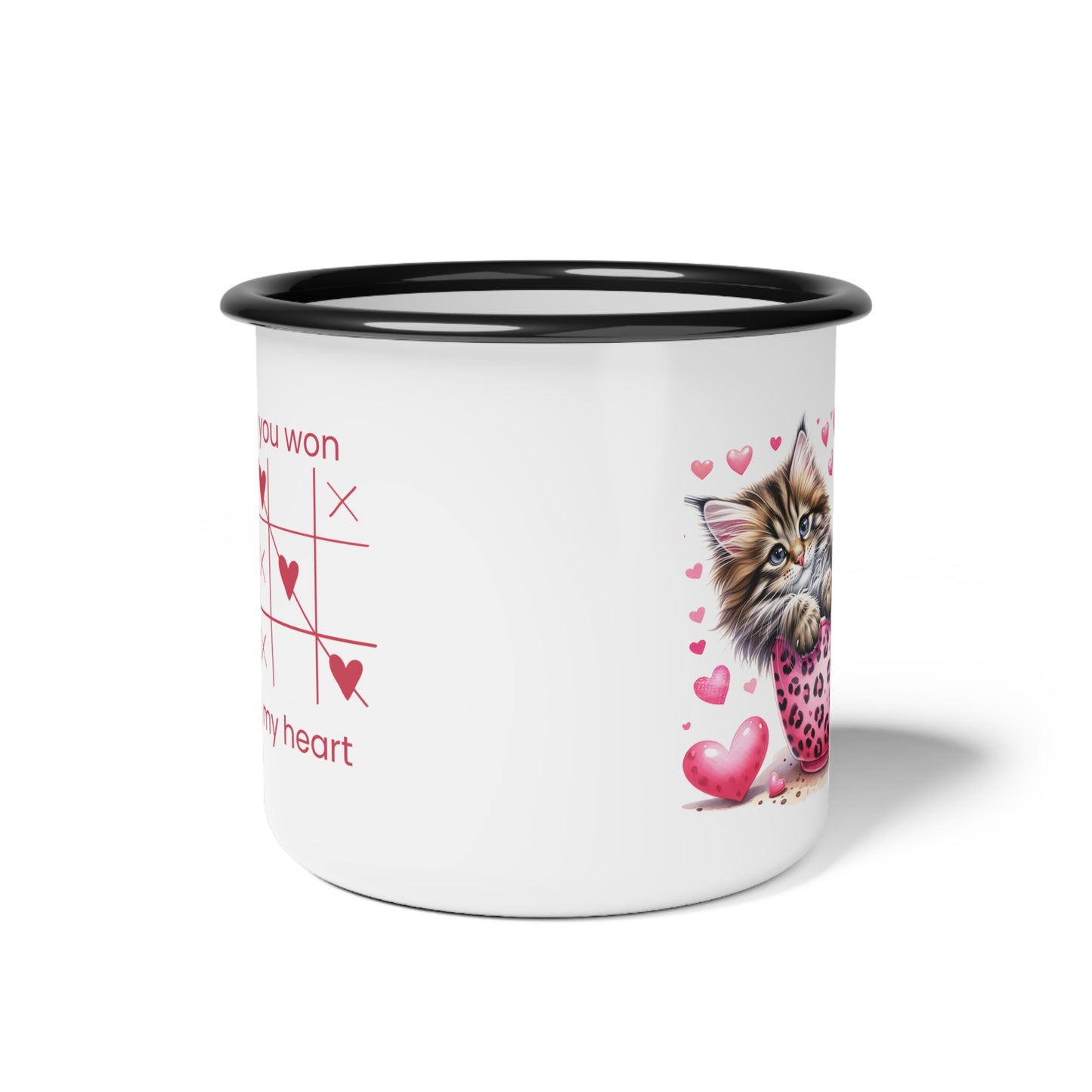 You Won My Heart Kitten Love Enamel Camp Cup