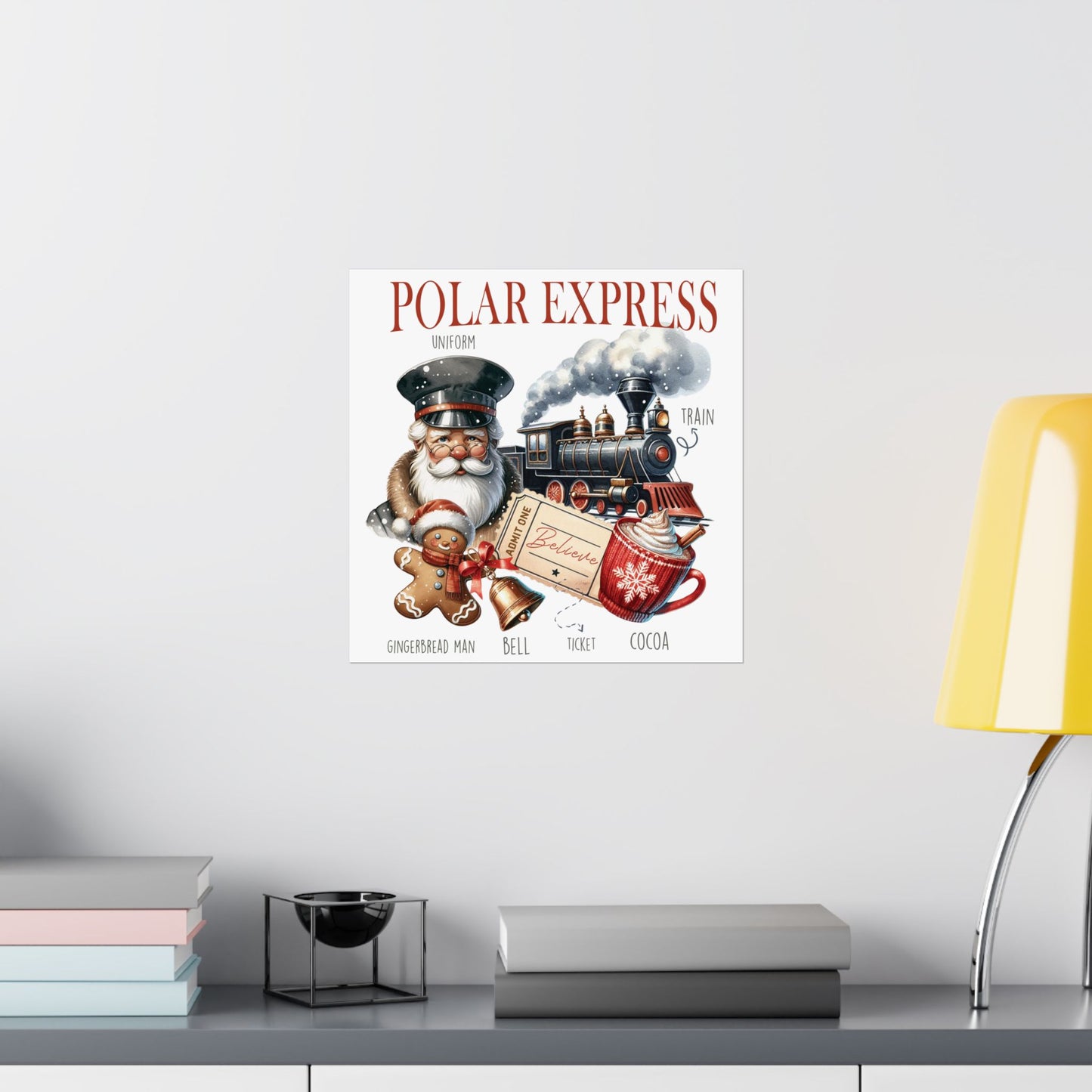 Polar Express Theme Christmas Winter Poster Wall Art in 3 Sizes