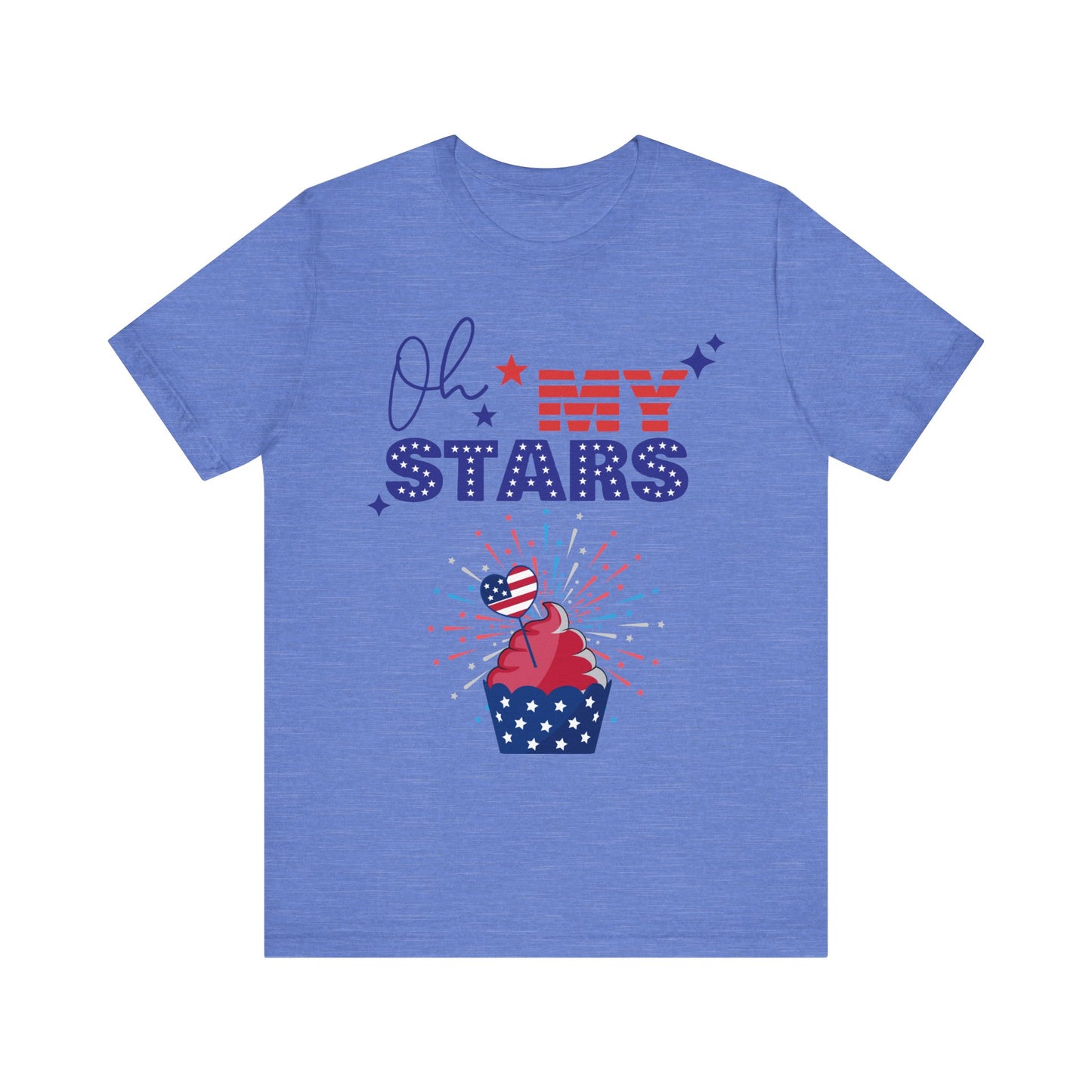 Cupcake Sparkler Oh My Stars USA Patriotic Unisex Jersey Short Sleeve Tee