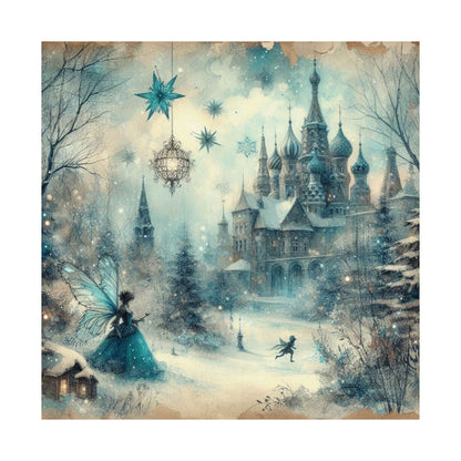 Snowflake Fairy Castle Winter Poster Wall Art in 3 Sizes