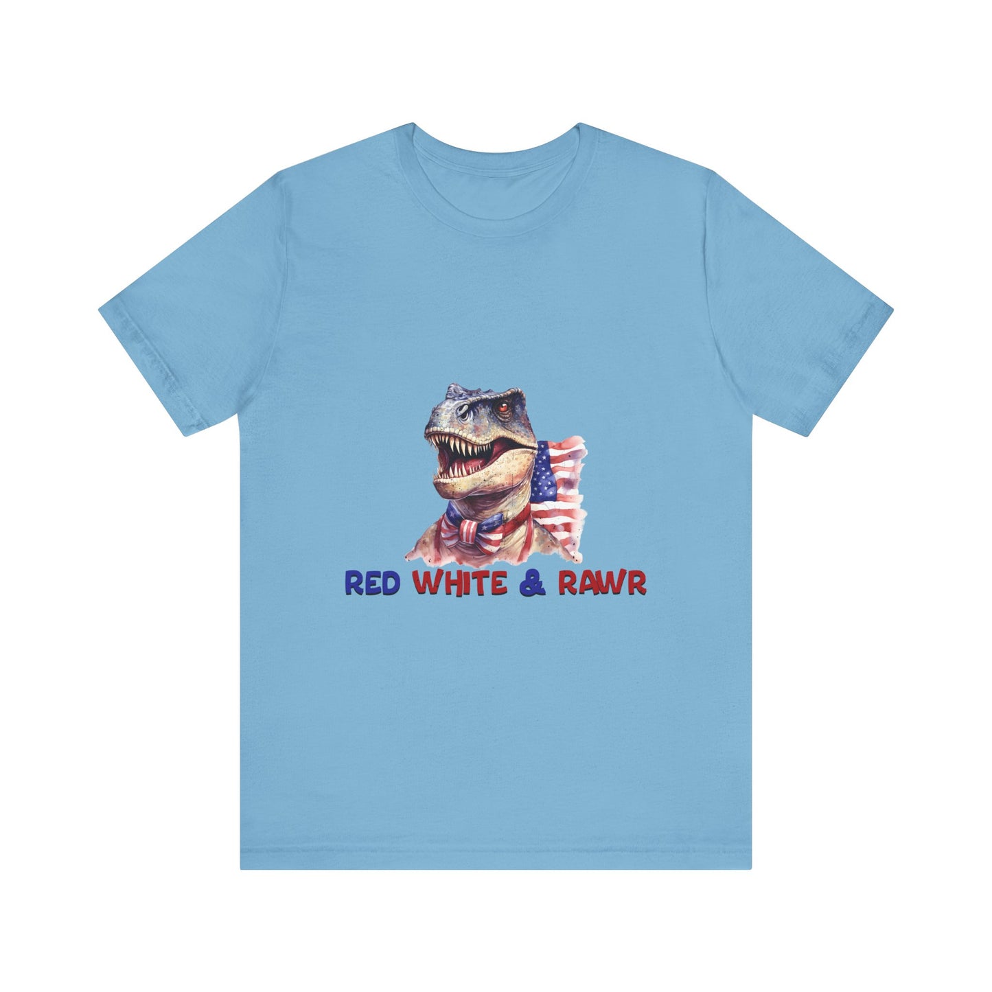 Red White and Rawr Dinosaur Streetwear Unisex Short Sleeve Tee