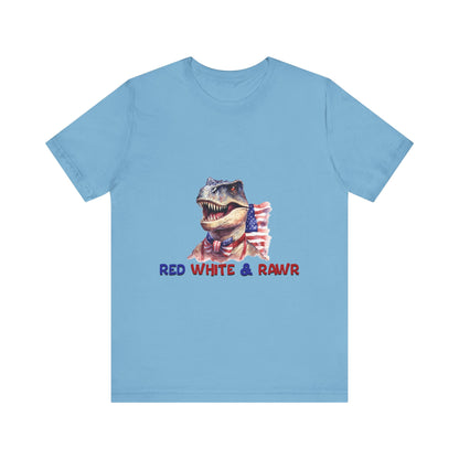 Red White and Rawr Dinosaur Streetwear Unisex Short Sleeve Tee