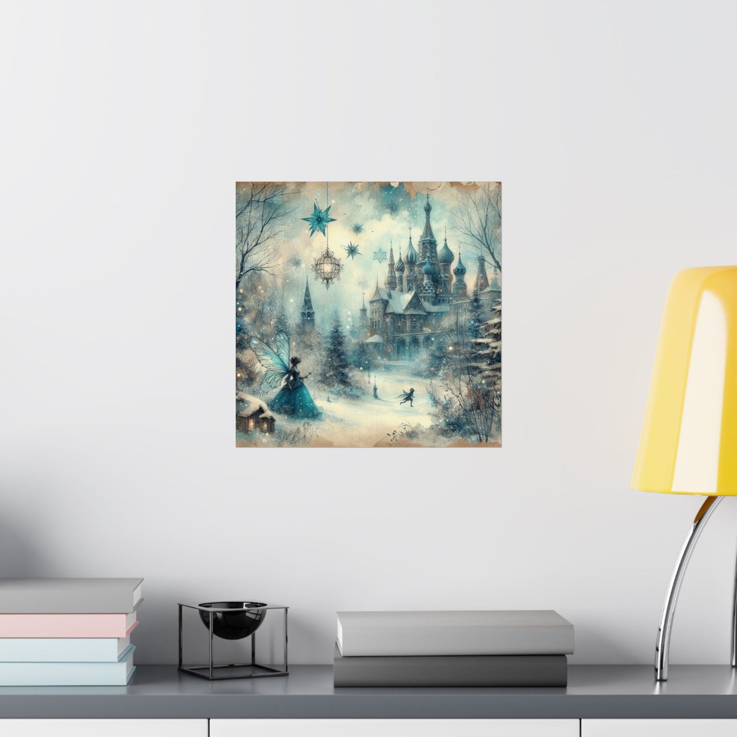 Snowflake Fairy Castle Winter Poster Wall Art in 3 Sizes