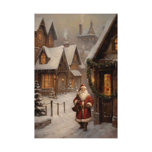 Santa's In The Village Christmas Poster Wall Art in 3 Sizes