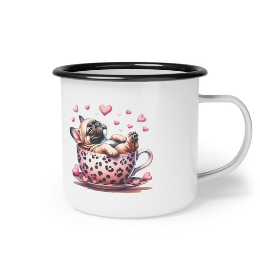 You Won My Heart French Bulldog Puppy Love Enamel Camp Cup