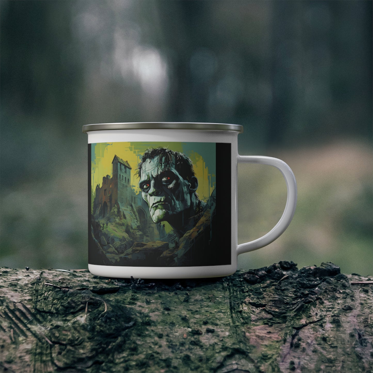 Spooky Frankenstein Theme Halloween Enamel Camping Mug