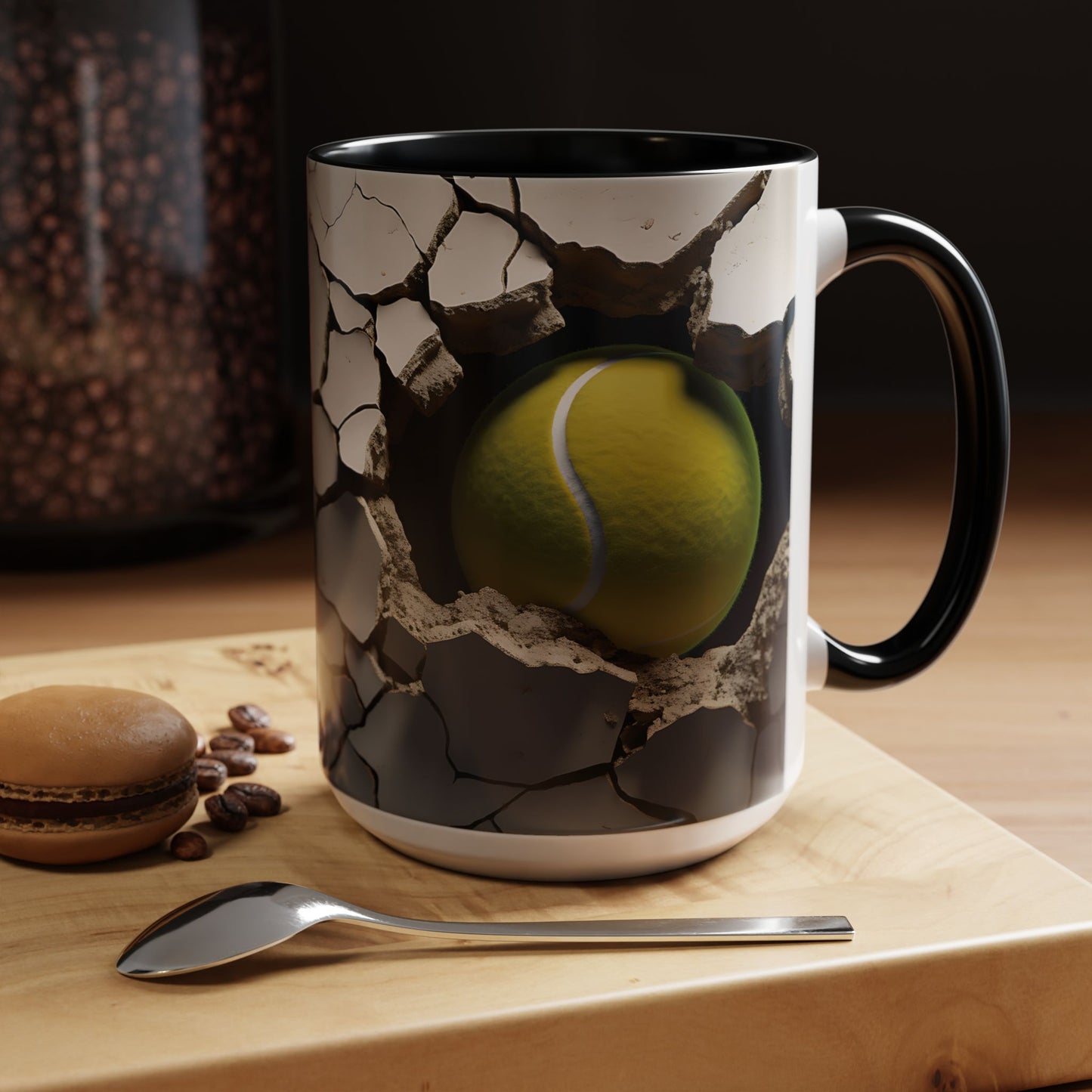 Sleek Tennis Cracked Wall Design Mug in 2 Sizes