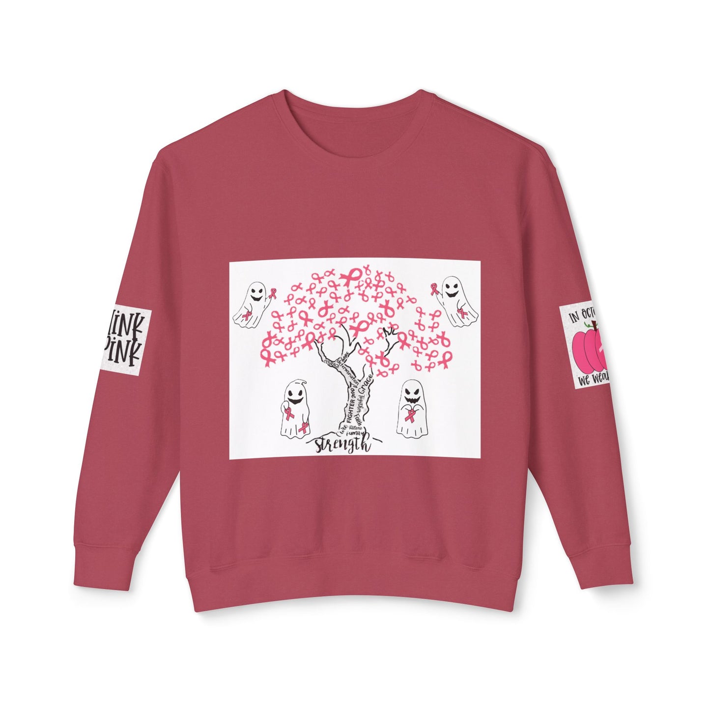 Tree of Pink Ribbons Breast Cancer Awareness Lightweight Crewneck Sweatshirt