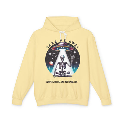 Take Me Away Alien Spaceship Unisex Lightweight Hooded Sweatshirt