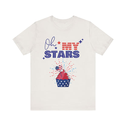 Cupcake Sparkler Oh My Stars USA Patriotic Unisex Jersey Short Sleeve Tee