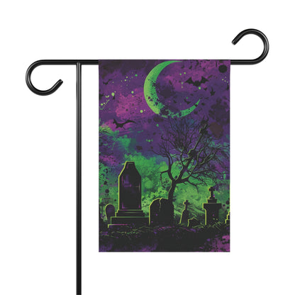 Spooky Surrealism Graveyard At Night Halloween Garden & House Banner