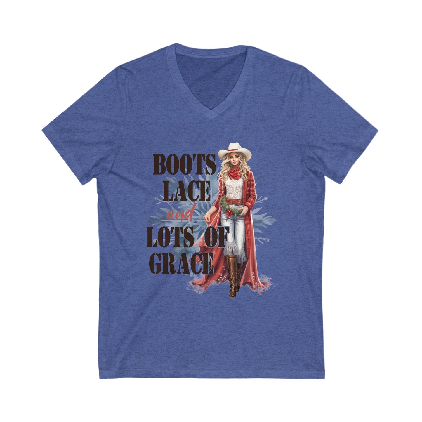 Boots Grace & Lots of Lace Cowgirl Short Sleeve V-Neck Tee