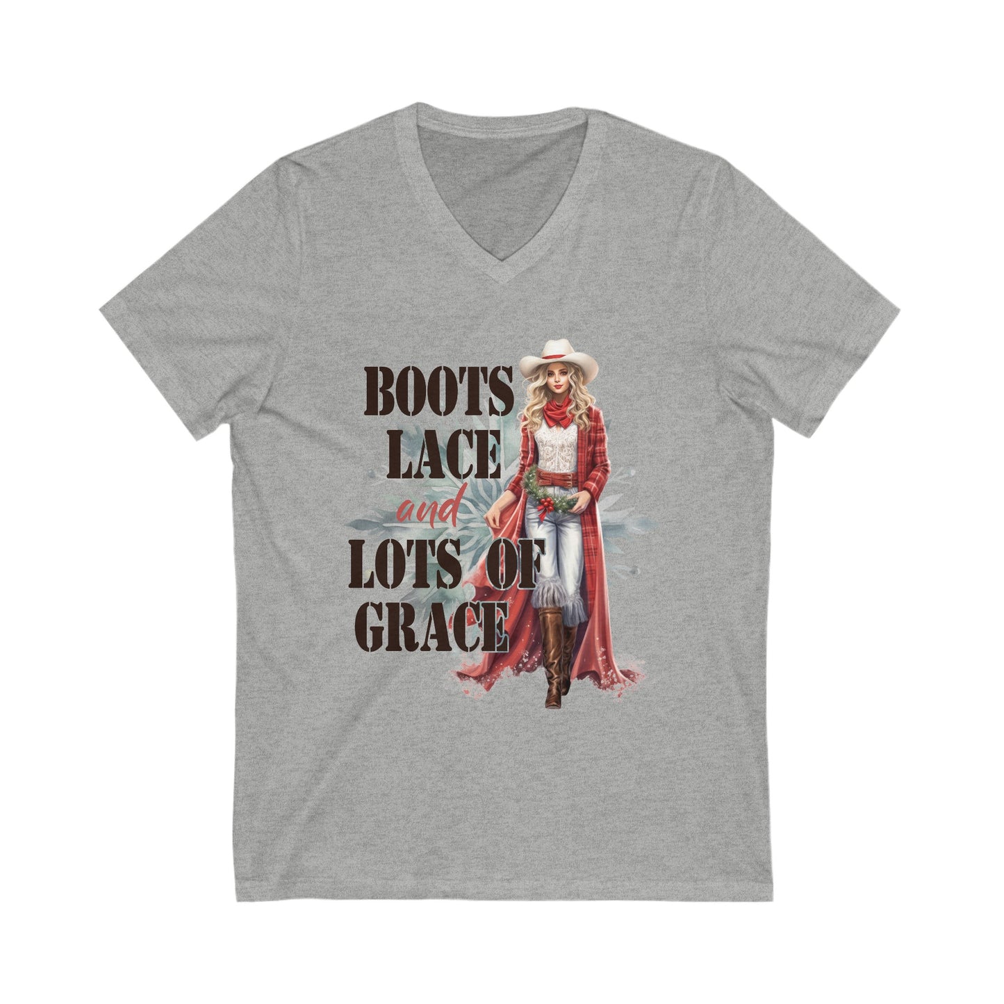 Boots Grace & Lots of Lace Cowgirl Short Sleeve V-Neck Tee