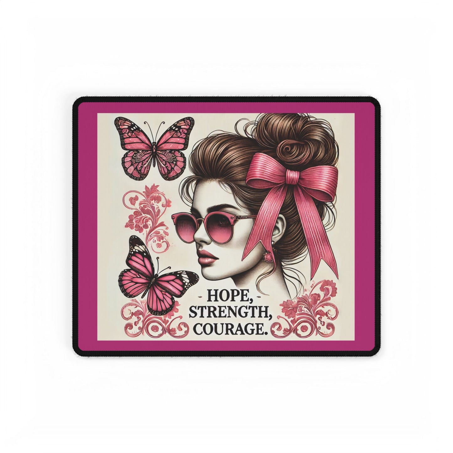 Vintage Look Hope Strength Courage Desk Mats Mouse Pads in 3 Sizes