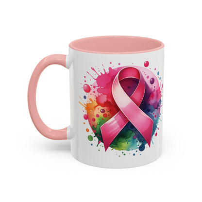 Vibrant Pink Ribbon Coffee or Tea Mug (11 or 15 oz)