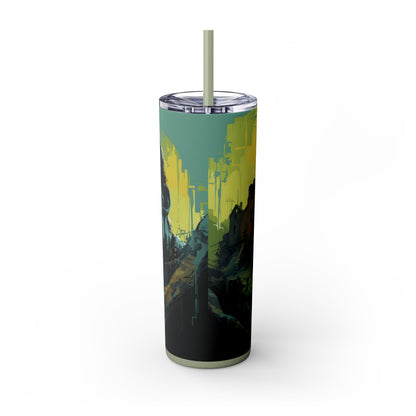 Frankenstein Halloween Skinny Tumbler with Straw, 20oz