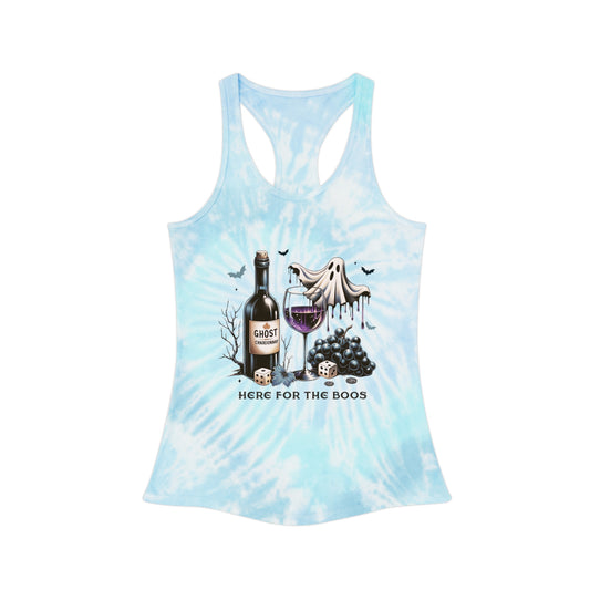 Here For The Boos Halloween Tie Dye Racerback Tank Top