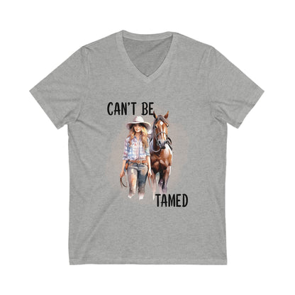 Can't Be Tamed Cowgirl Short Sleeve V-Neck Tee