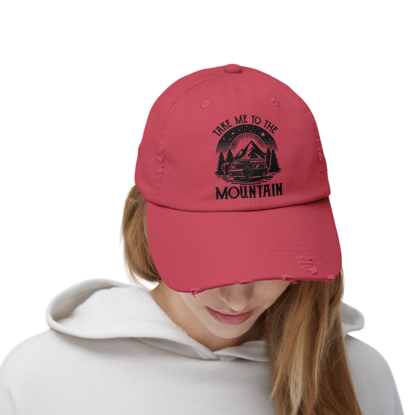 Take Me To The Mountain Unisex Distressed Cap