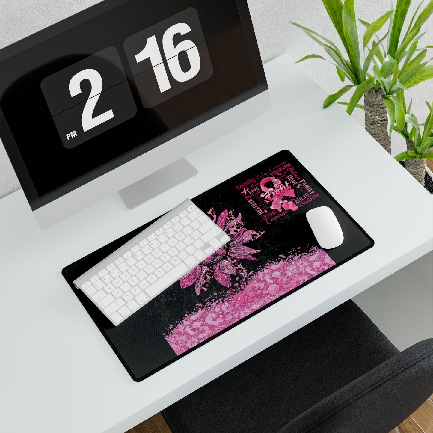 Pink Ribbon Support Squad Desk Mats Mouse Pads in 3 Sizes