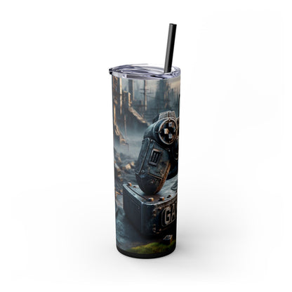 Apocalyptic Gamers Life Skinny Tumbler with Straw, 20oz