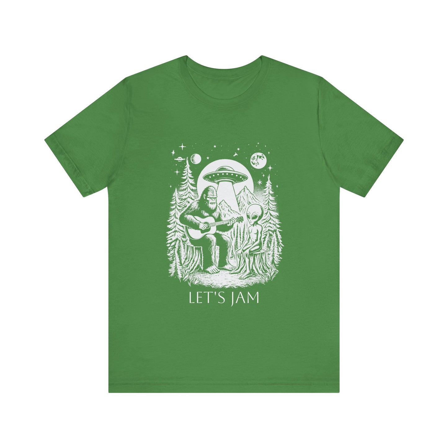 Let's Jam Alien UFO Bigfoot Unisex Short Sleeve Tee