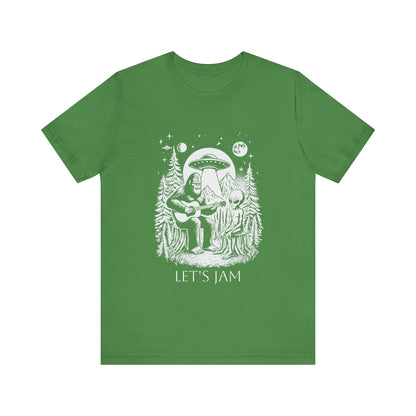 Let's Jam Alien UFO Bigfoot Unisex Short Sleeve Tee