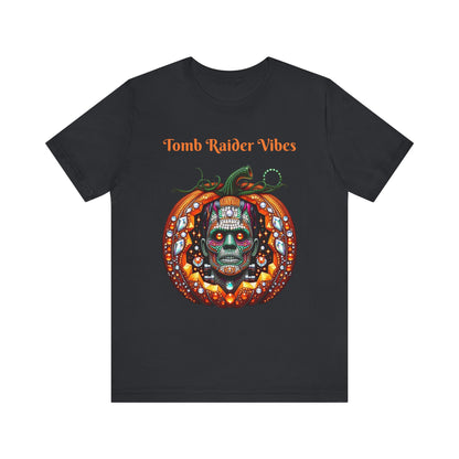 Tomb Raider Vibes Disco Ball Pumpkin Halloween Unisex Short Sleeve Tee