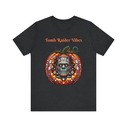 Tomb Raider Vibes Disco Ball Pumpkin Halloween Unisex Short Sleeve Tee