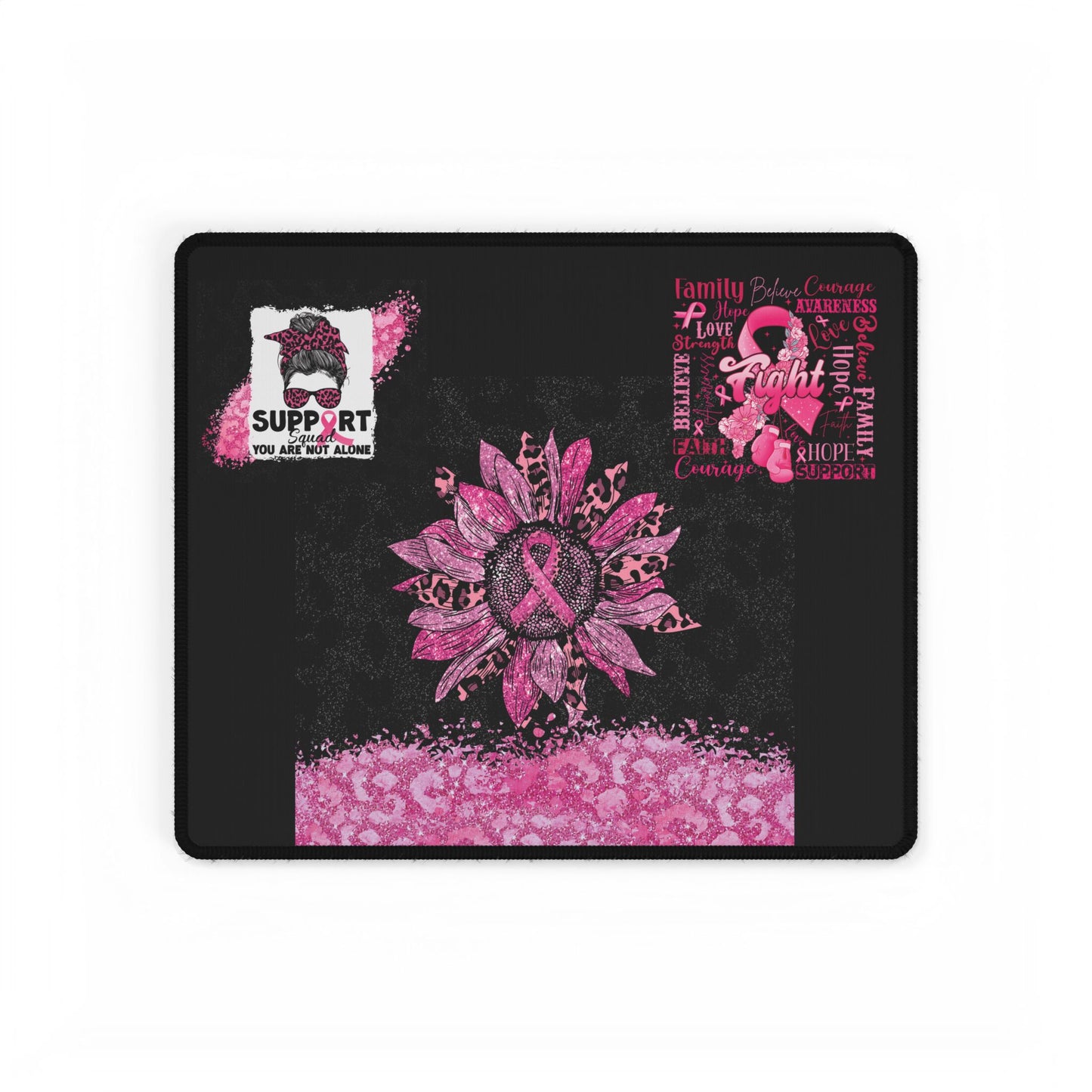 Pink Ribbon Support Squad Desk Mats Mouse Pads in 3 Sizes